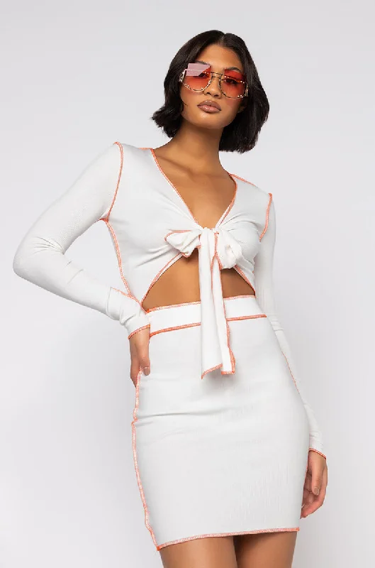 Trend Alert ROLL THROUGH RIBBED TIE FRONT CROP TOP