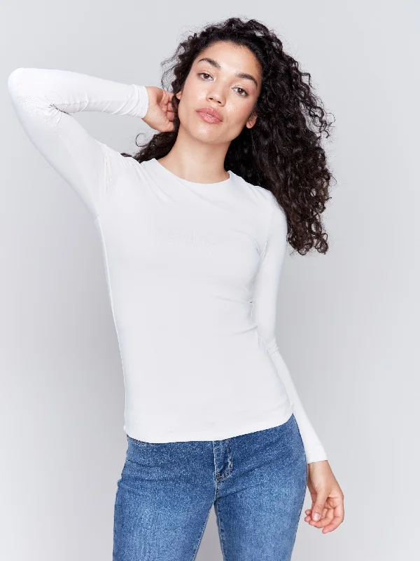 Odd Size Clearance Sale Long Sleeve Super Stretch Top - Natural