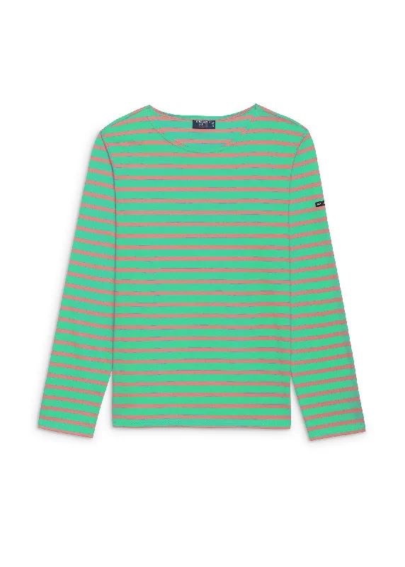 Exclusive Designer Collection MINQUIERS MODERN - Authentic Breton Stripe Shirt | Soft Cotton | Men Fit (KELLY GREEN / PINK)