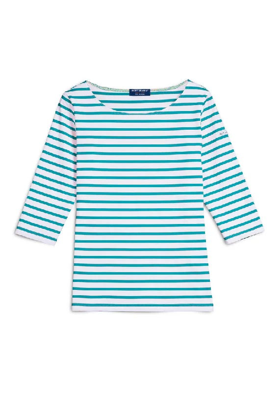 Style Your Wardrobe GARDE-COTE III - Nautical Striped Sport Top With UV Protection | Women Fit (WHITE / ABSINTHE GREEN)