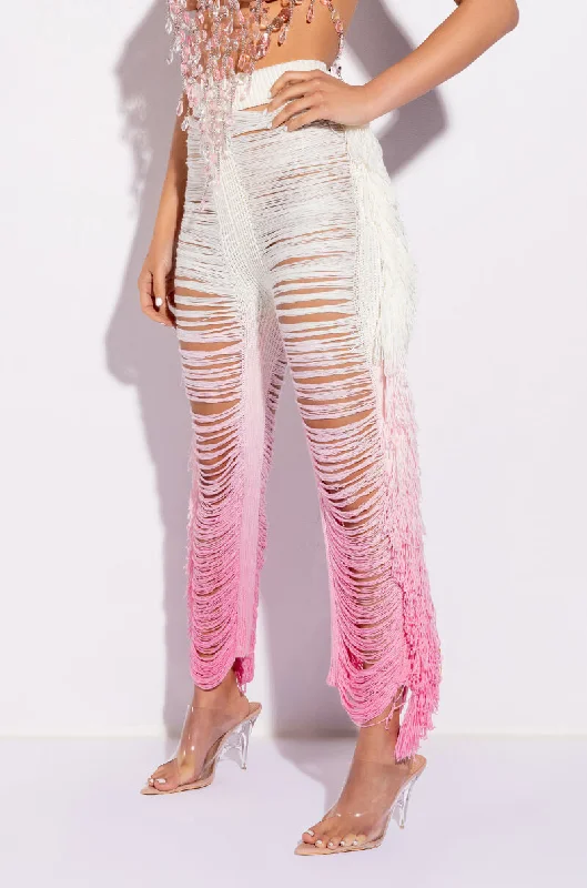 Trendy Threads SHREDDED HIGH WAIST KNIT PANTS