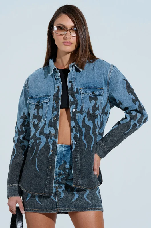 Special Offers FIRE TO MY FLAME DENIM SHIRT