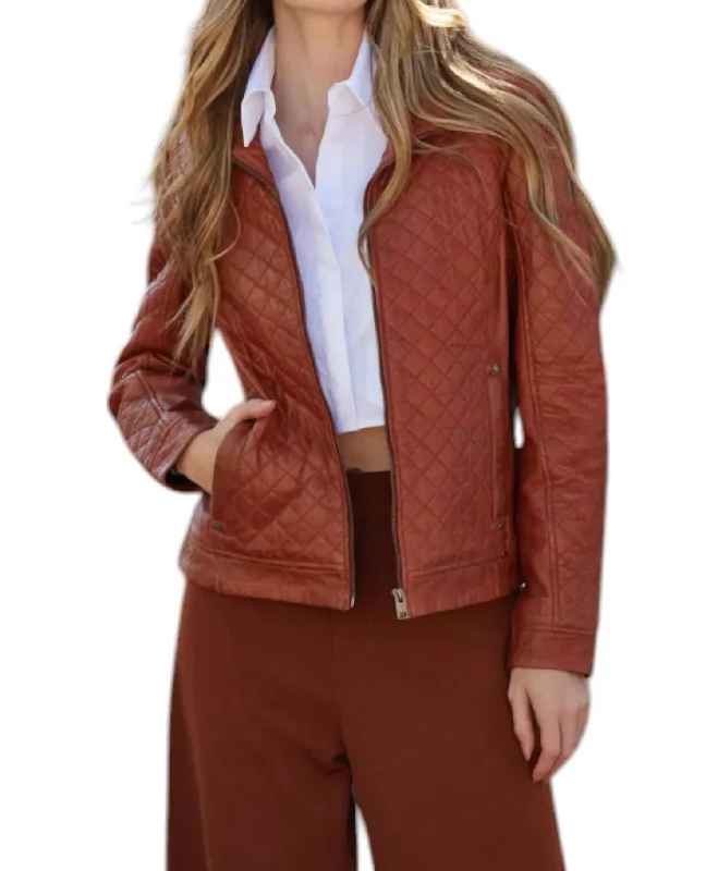 Effortless Chic Apparel Breana Leather Jacket In Burnt Orange